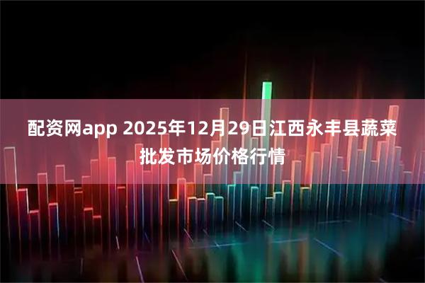 配资网app 2025年12月29日江西永丰县蔬菜批发市场价格行情